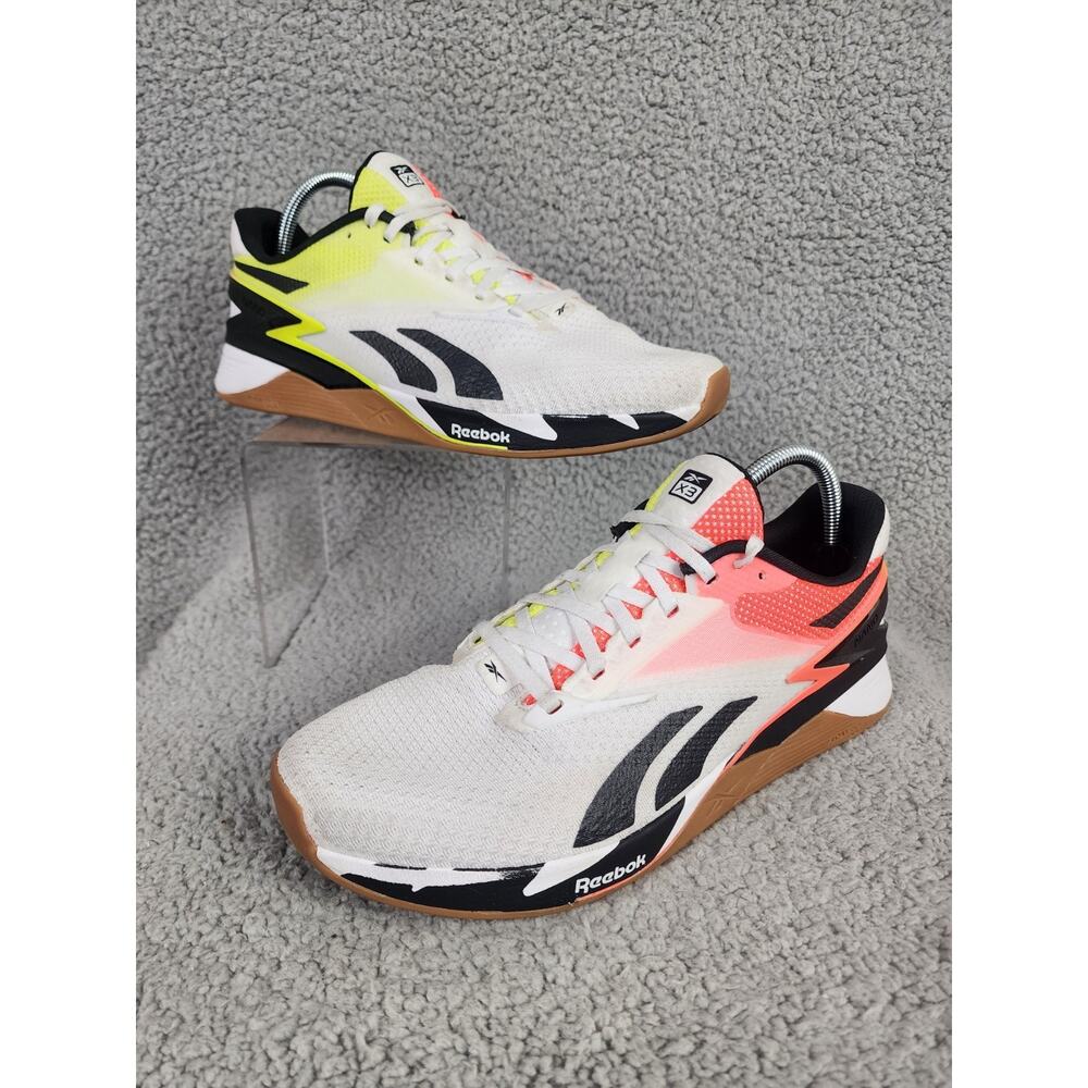 Mens Reebok Nano X 3 White Orange Yellow Size 10 Crossfit Training
